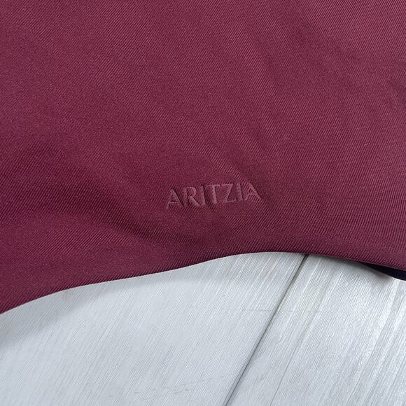 AritziaWomen's Medium Contour Deco Maroon Long Sleeve Bodysuit Off The Shoulder - Picture 4 of 10